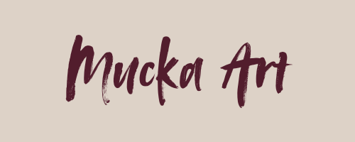 Text 'Mucka Art' in a stylized font on a beige background